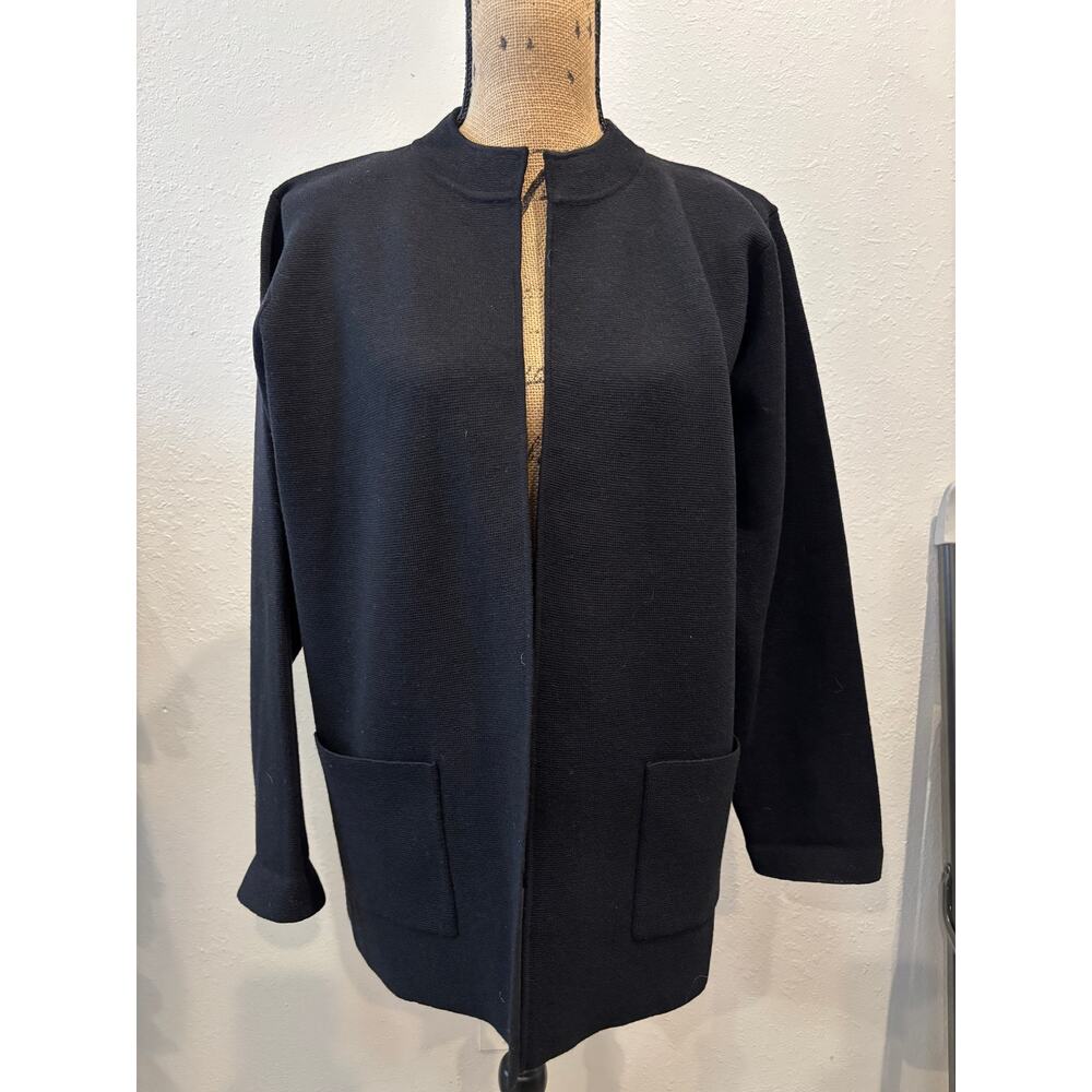 Eileen Fisher Sweater Jacket Wool Cardigan Size M Black